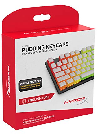 HyperX Pudding Keycaps – Vollständiger Tastensatz – PBT – {Weiß} – English (US) Layout – 104 Key, Hintergrundbeleuchtet, OEM Profil