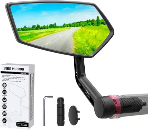 RBRL Extra Große Bar End Fahrradspiegel - Schlagfeste Spiegelfläche Rückspiegel für E-Bike Universal Fahrradrückspiegel (Links)