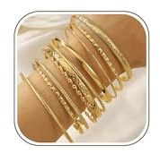 Uwiyo 10-12 Stück Gold Armreif für Damen, Stapelbare Gold Armband Böhmen Manschette Armreifs Indischer Armreif Armbänder Schmuck für Frauen Mädchen (Golde Set 1-10 Stück)