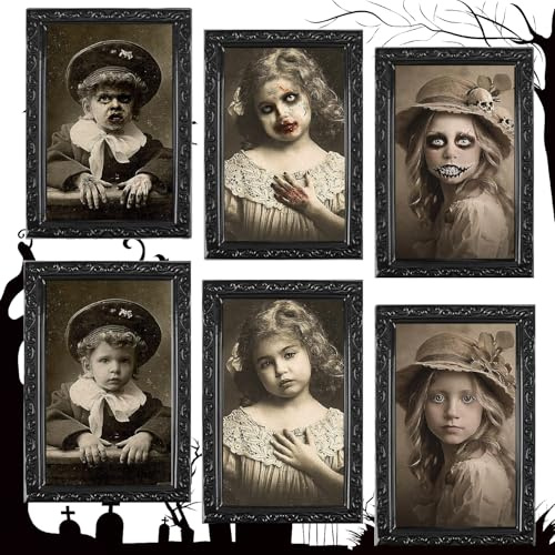 Halloween Deko Innen Outdoor Horror Bilderrahmen 3 Set Helloween Wanddeko | Accessoires Gruselig Garten Dekoration Party Halloweendeko Wand 3D Gesichtsveränderung Haloween Grusel Bilder Indoor Wohnung