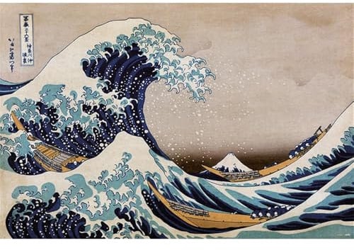 Grupo Erik Die große Welle vor Kanagawa von Hokusai - Japan Deko - Kunstdruck - Deko Wohnzimmer oder Deko Schlafzimmer - Zimmer Deko - Größe : 61 x 91, 5 cm - Originales Geschenk - Offizielle Lizenz