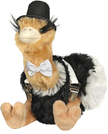 hM - Bräutigamstrauß Rolf mit Zylinder – Wurfstrauß Plüschtier - Vogel Strauß Kuscheltier- Als JGA, Partygag oder Hochzeitsgeschenk -Junggesellenabschied Geschenk Hochzeit