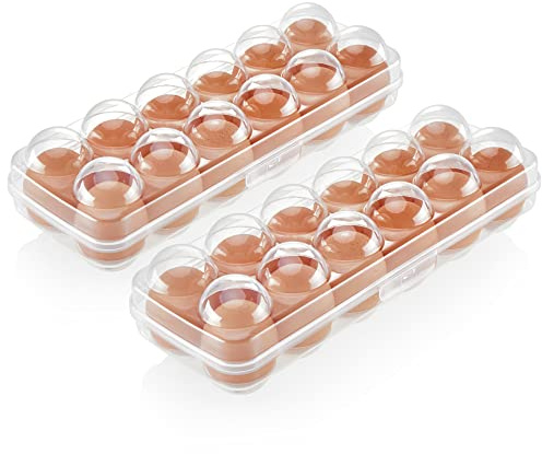 COM-FOUR® 2x Eierbox für 12 Eier - Eier-Aufbewahrung - Eierbehälter für den Kühlschrank - Eierhalter für frische Eier - Eierdose - Eier Aufbewahrungsbox