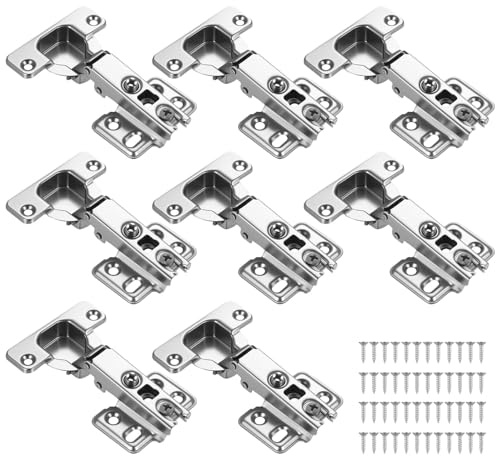 8 Stück Scharniere für Schranktüren, Schrankscharniere, Scharnier, 90 Grad Topfscharnier, Full Overlay Schranktür Scharnier Set für Kleiderschrank Küchenschrank Scharniere
