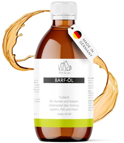 Barf Öl 1000ml von Tom & Leo | Für Hunde & Katzen | Unterstützt Gelenkgesundheit & stärkt Haut und Fell