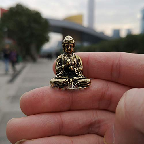 HDmirrorR QWERWEFR Mini Tragbare Vintage Messing Buddha Statue Tasche Sitzen Buddha Figur Skulptur Home Office Schreibtisch Dekorative Ornament Spielzeug Geschenk,Black
