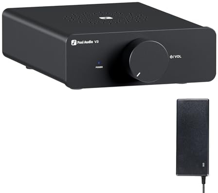 Fosi Audio V3 Hi-Fi Verstärker TPA3255 Klasse D 300 W x 2 Amp 2.0-Kanal-Stereo-Mini-Kompakt-integrierter digitaler Desktop-Verstärker für Heim-Audio Passive Regallautsprecher mit 32-V-Stromversorgung