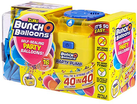 Zuru 56174 - Bunch O Balloons Party, 40 Ballons in 40 Sekunden, Starterset mit elektrischer Pumpe, 16 Ballons, Schlauch und 4 Adaptern, sortiert in 3 Farben, keine Auswahl möglich