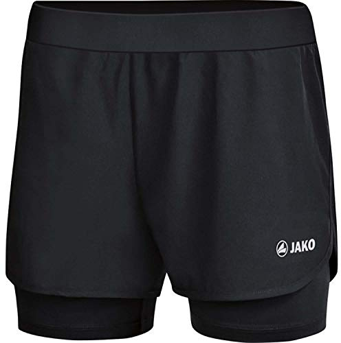 JAKO Damen 2-in-1 Shorts, Schwarz, 40