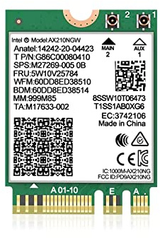 WiFi 6E Wireless Karte Intel AX210 NGW Bluetooth 5.2 Tri-Band 5400Mbps Netzwerk Adapter für Laptop Unterstützung Windows 10/11 (64bit) M.2/NGFF