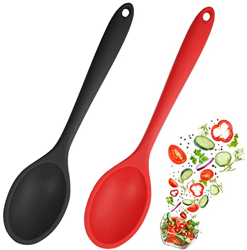 Jinsion 2 Pcs Großer kochlöffel silikon Rührlöffel 27 cm löffel für Küche | Lebensmittelechtes Silikon Sicherheit kunststoff Hitzebeständig 230 ℃ Zum Kochen in Emaillierten Pfannen, Rühren