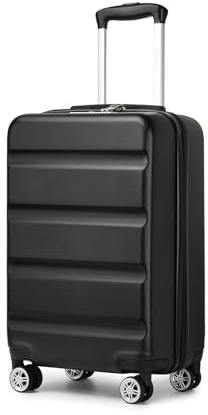 KONO Handgepäck Koffer Klein aus Leichte Hartschale Trolley mit TSA Schloss | Kabinenkoffer für Flugreisen und Kurzreisen, Reisekoffer mit Leisen 360° Doppelrollen, Kratzfest und Robust, Schwarz