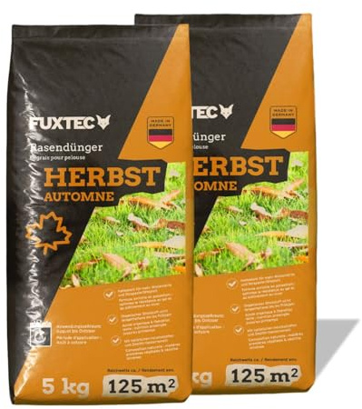 FUXTEC Herbstrasendünger FX-RDH10, Kaliumdünger für ca. 500m² - 10kg - Rasendünger mit Kalium zur Stärkung vor dem Winter, Frosthärtung & Nährstoffversorgung, für Frosthärte, gegen Moos & Unkraut