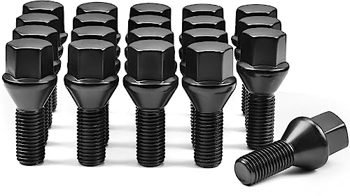 ZOFFI Schwarze Radschrauben M12x1,5 Ersatz für BMW 1er (bis 2010) 3er (bis 2011) 5er (bis 2009), 20 Stück Kegel 60° Kegelbund SW17 Schaftlänge 24mm