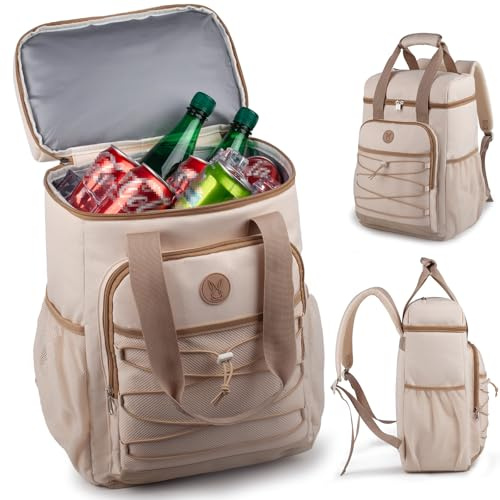 Bunnychic Kühlrucksack mit Griff, 25 Liter, für Herren und Erwachsene | Leichter Isolierter Kühlrucksack Großes Fassungsvermögen, Tragbare Kühltasche Für Strand, Camping, Picknick Und Angeln