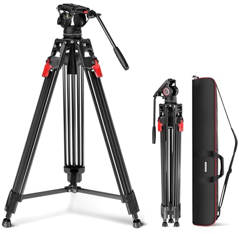 NEEWER 76“ Video Kamera Stativ mit Fluid Kopf, Aluminium Heavy Duty Stativ Stand, Dual Modus QR Platte für DSLR Kameras Camcorder, Max Load 17.6lb, LL27