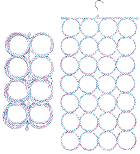 Pinsheng Schalhalter Aufhänger, Schalbügel Schalhalter mit 28 Löchern, klappbarer Krawattenhalter Veranstalter Haken für Tücher, Krawatten, Schals, Gürtel, Random Farbe