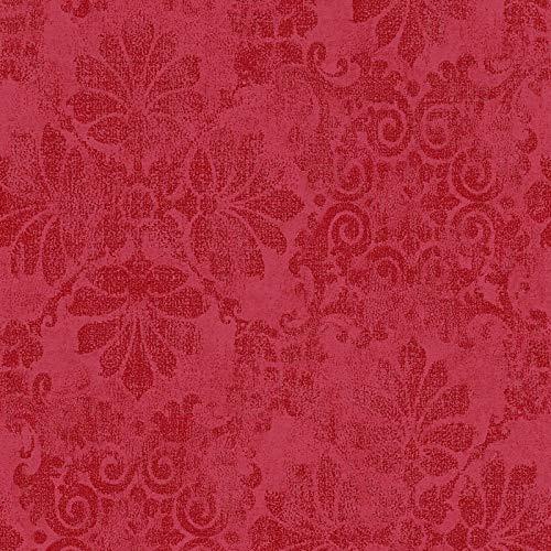 Barock Vliestapete in Rot | Elegante Tapete mit Ornament für Esszimmer und Schlafzimmer | Vlies Barocktapete in Dunkelrot mit Glitzer