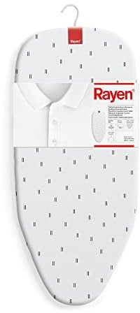 Rayen | Tischbügelbrett | Kompaktes Klappdesign | Mit Metallgitter | Aufhängbar | Bedruckt | Maße: 73,5 x 31,5 cm