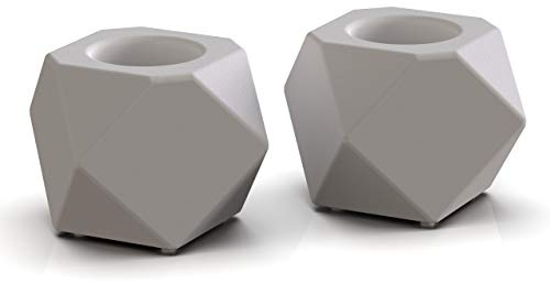 mi-best Teelichthalter aus Beton 2er Set – geometrischer Kerzenhalter im skandinavischen Design – Moderne Deko für Tisch, Wohnzimmer & Bad