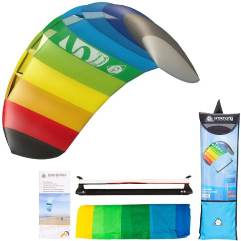 HQ 117712 - Symphony Beach III 1.3 Sport Rainbow, Zweileiner Lenkmatte, ab 8 Jahren, 55x130cm, inkl. 45kp Polyesterschnüre 2x25m auf 2-Line 45cm-Controlbar, 2-6 Beaufort
