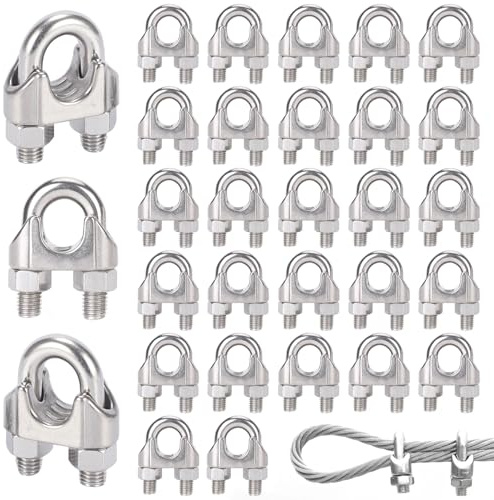 Spetsbst 30 Stück Drahtseilklemme 5mm Edelstahl Seilklemmen 5mm | für Drahtseil Stahlseil Wäscheleinenspanner Markise Fixiert (M5)