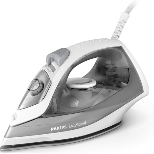 Philips EasySpeed Dampfbügeleisen, Einfach und effektiv, 4 Dampfeinstellungen, 2000 W, Keramik-Bügelsohle, 220ml Wassertank, grau (GC1751/80)
