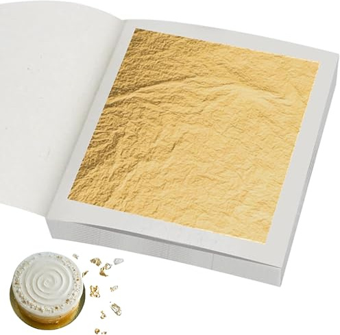 30 Blattgold Essbar, 4,33 x 4,33 cm, Pack er Blattgoldblätter für Torten, Schokolade, Kunst und Handwerk, Gesichtsmasken und Nagelkunst