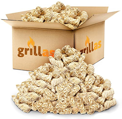 grillas® Kaminanzünder 20 kg (ca. 1600 Stück) aus Bio Holzwolle & Wachs | Grillanzünder Anzünder Kohleanzünder Ökologisch | Wachsanzünder Umweltfreundlich | Anzündwolle Ofenanzünder lange Brenndauer