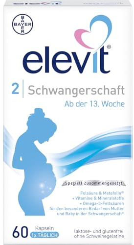 Elevit 2 | Schwangerschaftsvitamine für Mutter und Kind | Vitamine, Mineralstoffe & Omega-3-Fettsäuren | ab der 13. Schwangerschaftswoche | 60 Kapseln