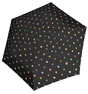 reisenthel umbrella pocket mini in Dots – Extrem leichter und flacher Taschenschirm aus recycelten PET-Flaschen – Mit großem Schirmdach