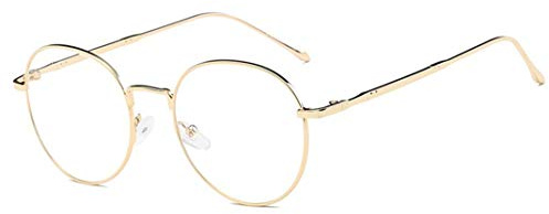 Flydo Metall Frame Retro Glasrahmen-Ebenenspiegel Dekobrille Klassisches Rund Rahmen Glasses Klare Linse Brille