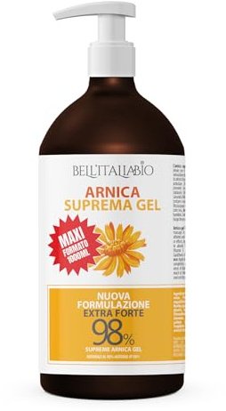 Arnika Salbe Hochkonzentriert 1000ml Maxiformat Extra Stark 98% Natürliche Muskelentspannung Salbe Gel für Sport und Lokale Massagen Arnica Gel Pferdesalbe Für Muskeln 100% Made in Italy
