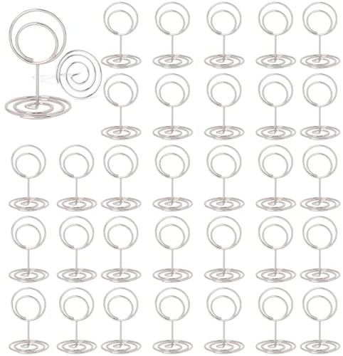 ZYEKIU 30 Stück Silber Tischkartenhalter Fotohalter Kartenständer Tisch | Menükartenhalter, Fotohalter mit Klammern Memohalter Tischkarten Halterung für Hochzeiten, Bankette, Partys (Runden)