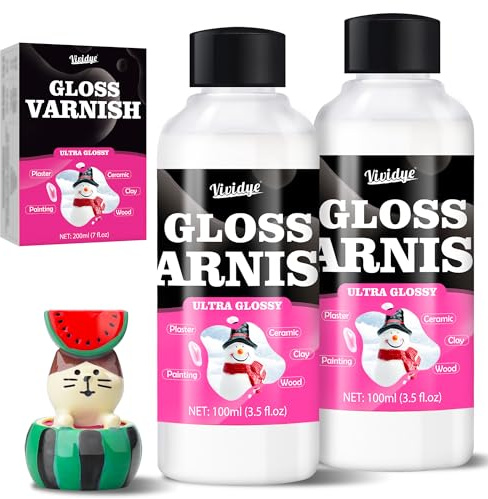 200ml Glasur für Ton Lufttrocknend, Klarlack Glänzend für Ölgemälde, Acrylfarben, Holz, Gips, Keramik Versiegelung, Hochglanz Kratzfest Wasserfest Gloss Varnish für Airdry Clay