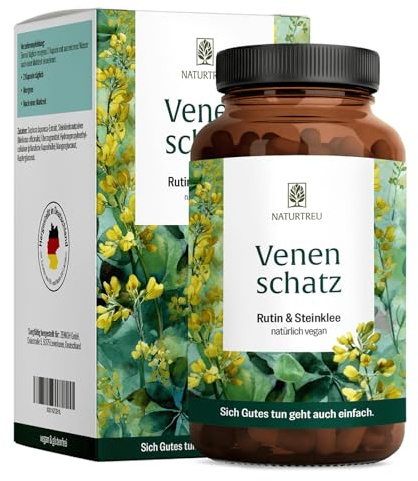 Rutin Steinklee Komplex 120 Kapseln - 500mg Rutin hochdosiert & 394mg Steinklee - Pflanzliche Alternative zu Venenkapseln Venentabletten - Vegan - Venenschatz von NATURTREU