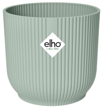 elho Vibes Fold Rund 16 Pflanzentopf - Blumentopf für Innen - 100% recyceltes Plastik - Ø 16.1 x H 14.8 cm - Grün/Sorbet Green