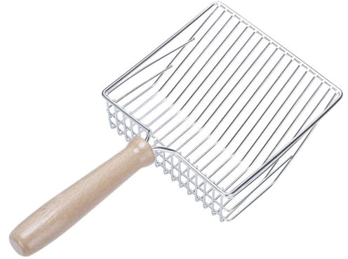 katmerio Katzenstreuschaufel, Katzenklo Schaufel Metall, Katzenstreu Schaufel mit Holzgriff, Katzenschaufel Katzenklo, Schaufel Katzenklo für Katzentoilette, Katzen, Hund,28cm (Silber)