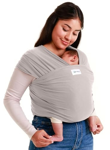 Sleepy Wrap Babytragetuch - Anschmiegsames & Einfach zu Bindendes Tragetuch Baby Neugeboren bis 15 kg, Waschbar, Leicht & Atmungsaktiv (Hellgrau)