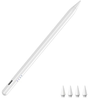 CMARS Stift, Stift für iPad Apple(2018-2026), Schnellladung, Palm Rejection | Neigungssensitivität Stift Kompatibel mit iPad 6/7/8/9/10/A16,Mini 5/6,Air 3/4/5/M2/M3/M4,Pro 1/2/3/4/5/6/M4/M5(weiß)