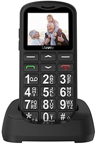 CHAKEYAKE Seniorenhandy mit Großen Tasten | Mobiltelefon Ohne Vertrag mit 1.7 Zoll LCD | SOS-Funktion | Dual SIM Tastenhandy mit Taschenlampe | Ladestation | Schwarz-G180