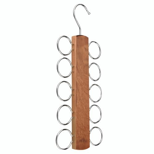 LMSAWK Schalhalter Aufhänger krawattenhalter Schalbügel Holz Krawattenbügel Gürtelhalter mit 10 Löchern, krawattenhalter für kleiderschrank, Krawatten, Gürtel, Schals, Accessoires (Braun)