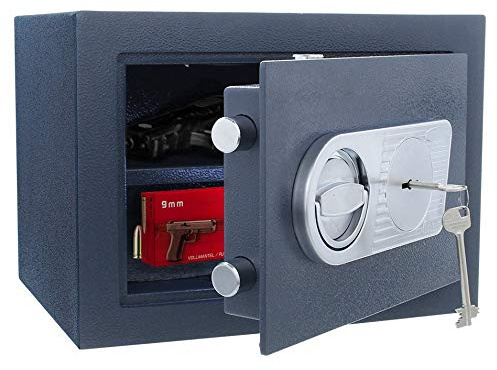 SafeHero Kurzwaffentresor Klasse 0/N EN 1143-1 Secureo Harrier 1 | Doppelbartschloss | für Kurzwaffen & Munition | 270x370x280 | 23 kg | Feuerfalz für Basis-Brandschutz