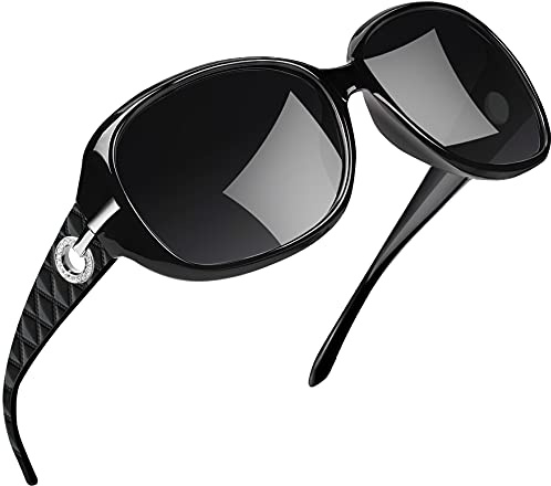 Joopin Elegante Große Sonnenbrille Damen Polarisiert und Klassische Schwarze Damen Sonnenbrille Übergroß Retro 2026 UV400 mit XL Rahmen (Voll Schwarz)