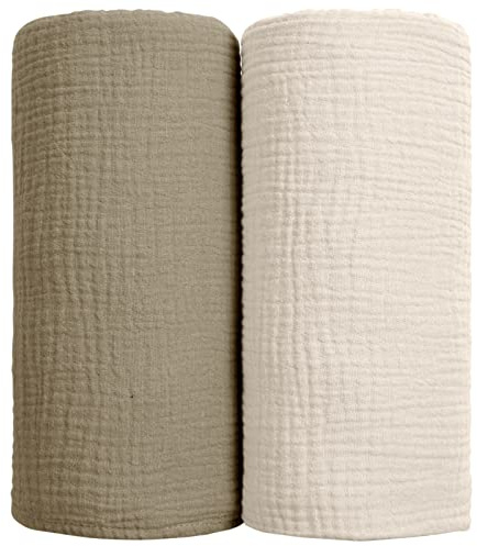 lulumoon Baby Pucktuch Musselin Decke - Baumwolle Dünne Atmungsaktive Babydecke - Baby Swaddle Decke Tücher für Junge und Mädchen 2 Stück 100x100cm (Olivgrün)