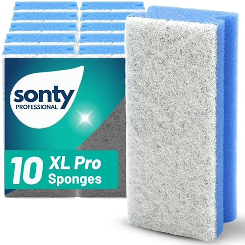SONTY Profi Putzschwamm kratzfrei blau groß – 10x Jumbo Schwämme aus Österreich | XXL Reinigungsschwämme für Fenster, Küche, Bad, Pool, Gastronomie und Glas | 15 x 7 x 4 cm waschbar