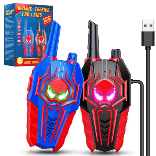 Toyokid Walkie Talkie Kinder, Spielzeug ab 3 4 5 6 7 8 9 10 Jahre Junge Walkie Talkie Aufladbar Weihnachten Geschenk Junge 3-10 Jahre Spielzeug Jungen 3-10 Jahre Walki Talki Outdoor Spiele Funkgerät