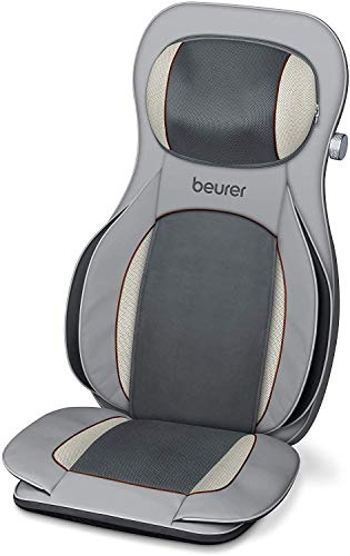 Beurer MG 320 Shiatsu Massagesitzauflage, für Rücken, Nacken und Oberschenkel, zusätzliche Luftkompressionsmassage, Licht- und Wärmefunktion