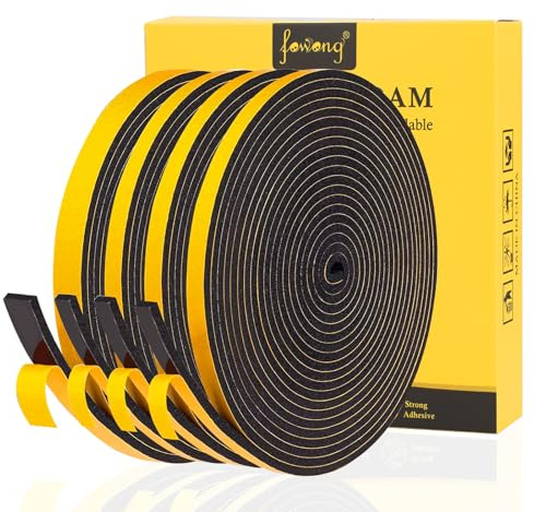fowong 20m Dichtungsband Selbstklebend für Türen-NEU Premium Fensterdichtung 6mm(B) x3mm(D), Moosgummi Schaumstoffband Schallschutz&Kälteschutz-Energie Sparen,Rückstandsfrei