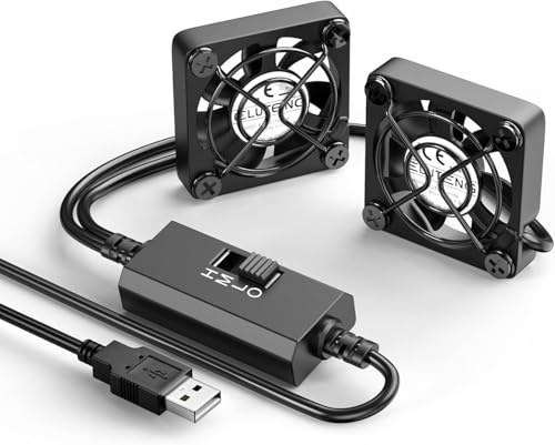ELUTENG 2 in 1 USB Lüfter 40mm 5V, Doppel Mini USB Ventilator PC Lüfter 40mm Klein US B Computer Lü fter mit 3 Einstellbare Geschwindigkeiten für PS4/Laptop/TV Box/AV Schrank/Router